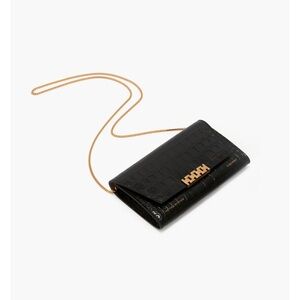 Victoria Beckham Elegant Black Croc-Embossed Chain Wallet Wristlet Clutch